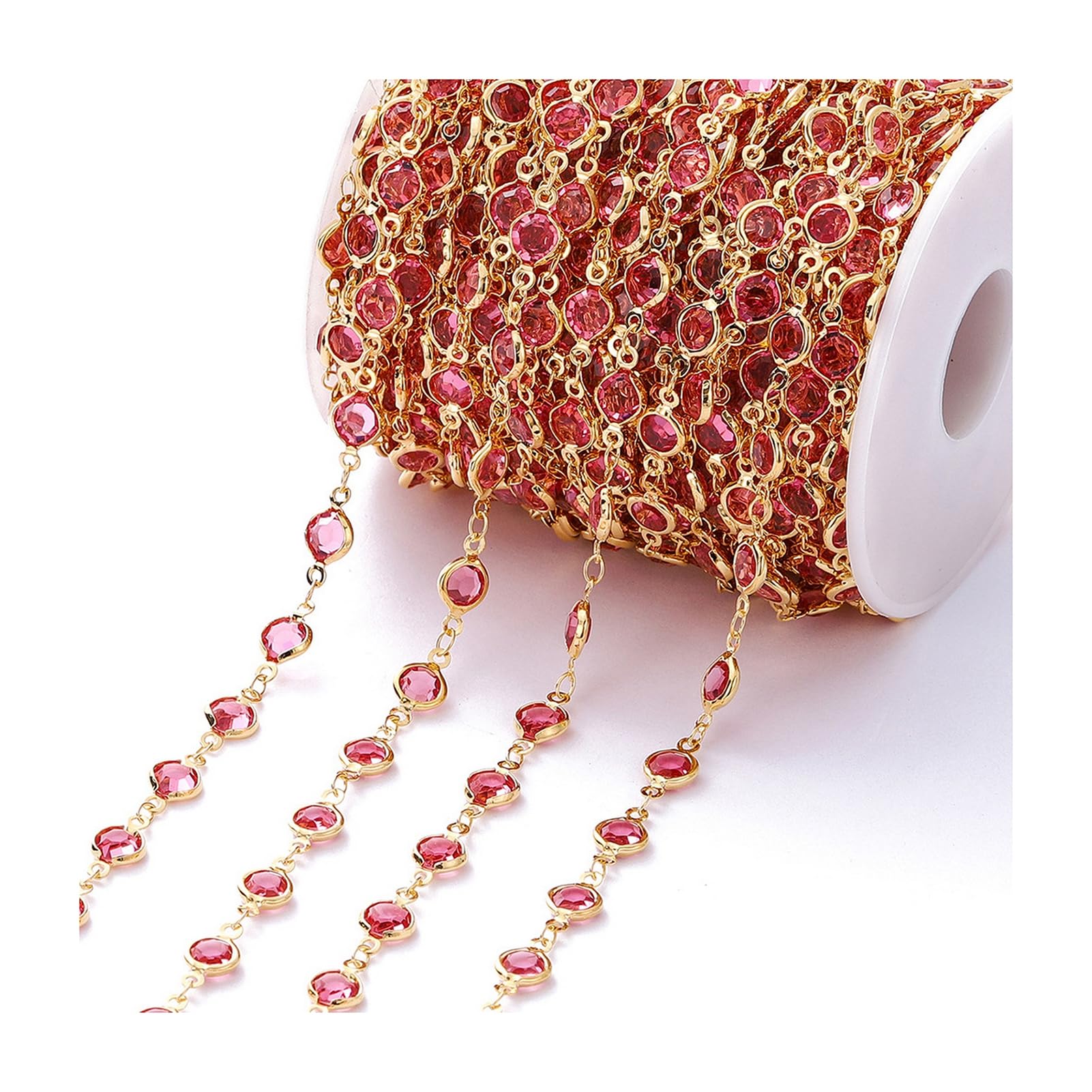 Mubsar Zircon Chain DIY Bracelet Necklace Making Rhinestone Jewelry Chain Shiny Copper Chain for Craft Supplies