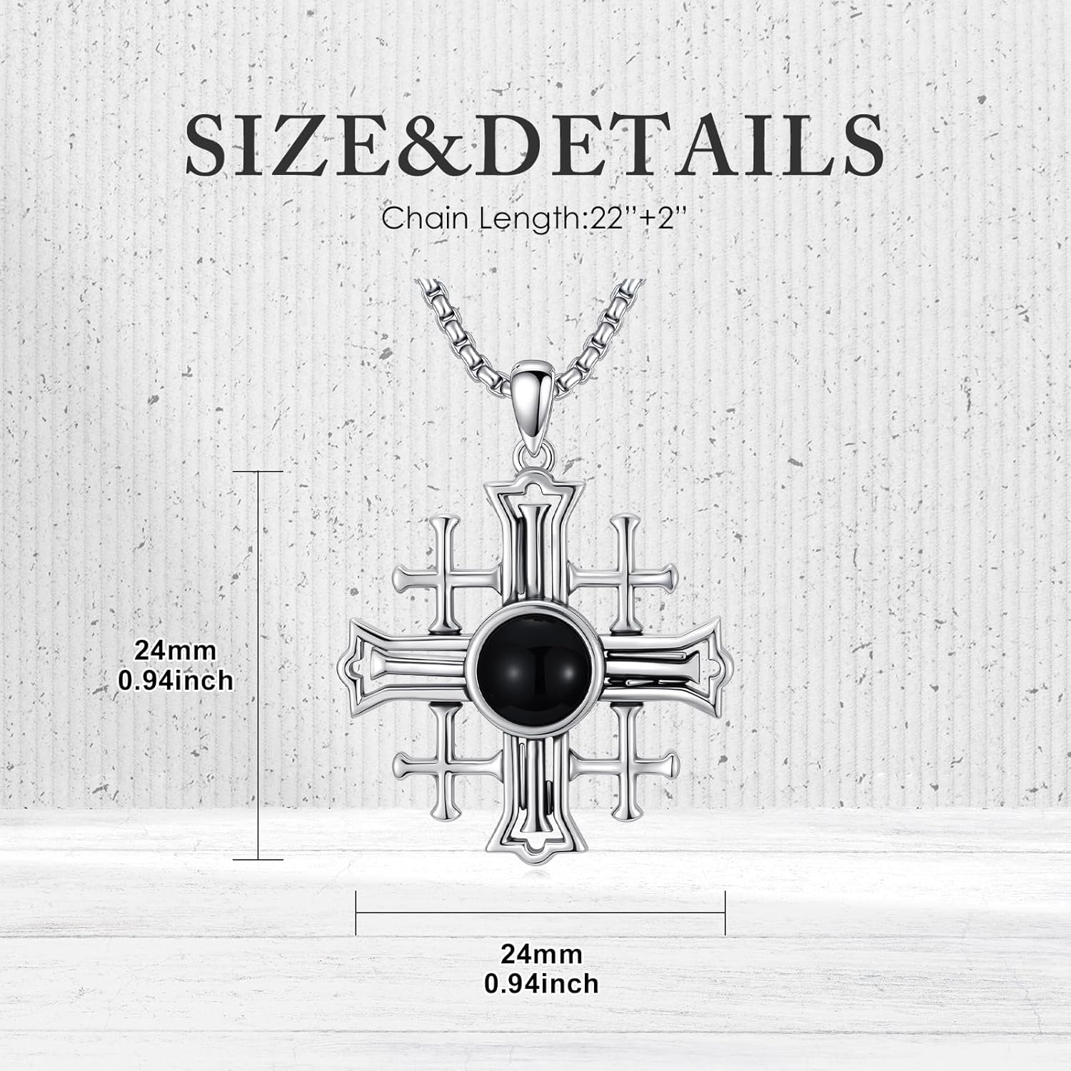 SIMONLY Cross Necklace 925 Sterling Silver Tree of Life/Jerusalem Cross Necklace Crucifix Pendant Religious Jewelry Christmas Thanksgiving Gifts for Men Women - Image 3