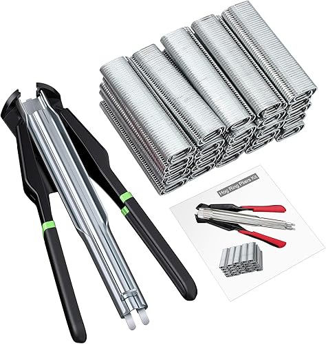 Miniatura 7 de Proster C7 Hog Ring Gun Alicates de anillo de cerdo Alicates de alimentación automática para valla + 2500 grapas de acero galvanizado Clip de anillo