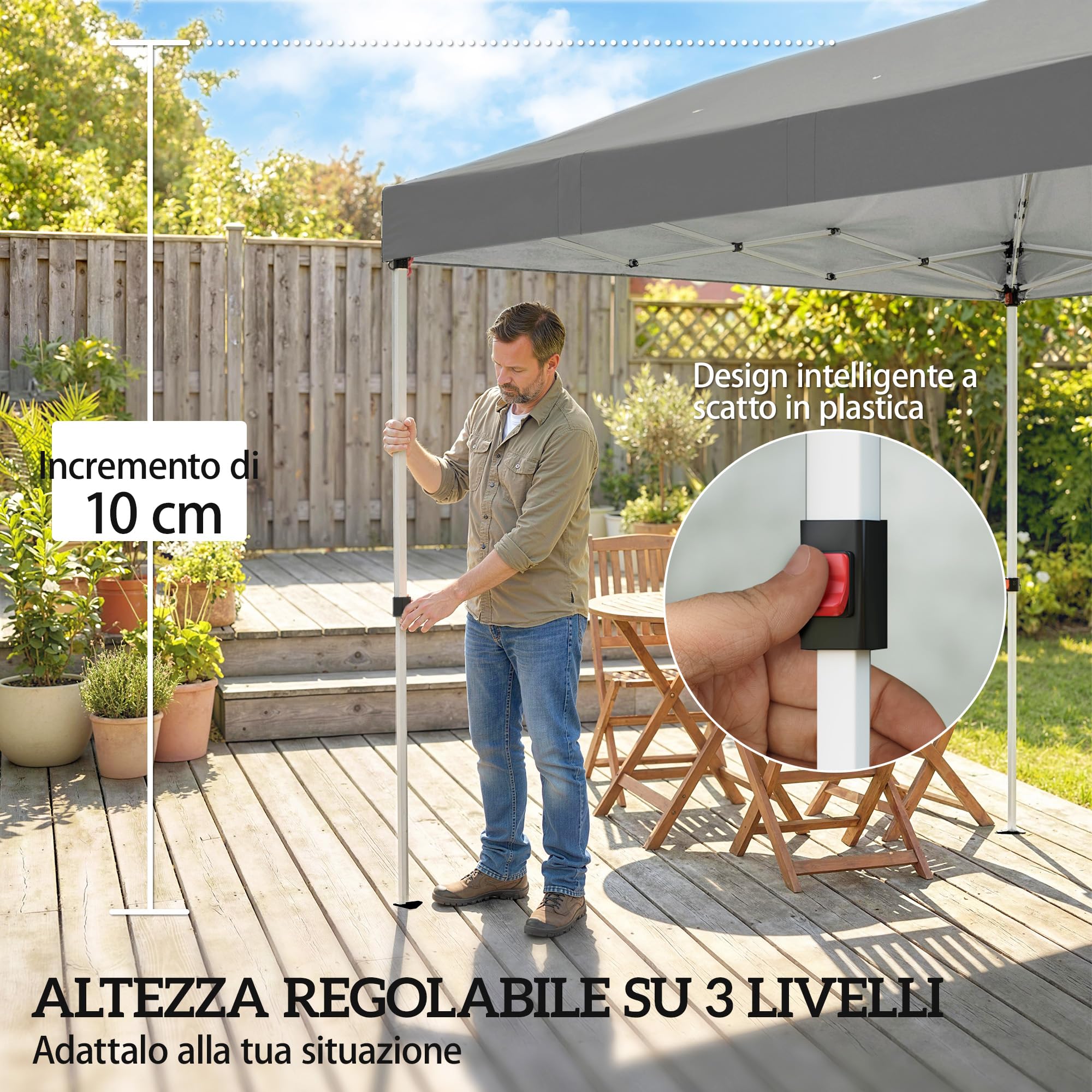 Outsunny Gazebo Pieghevole 3x6m Pop Up con 6 Pareti Laterali e Finestre in Rete, Gazebo da Giardino Altezza Regolabile con Sacchi di Sabbia, Borsa a Ruote, UV50+ per Esterno Feste, Grigio Scuro