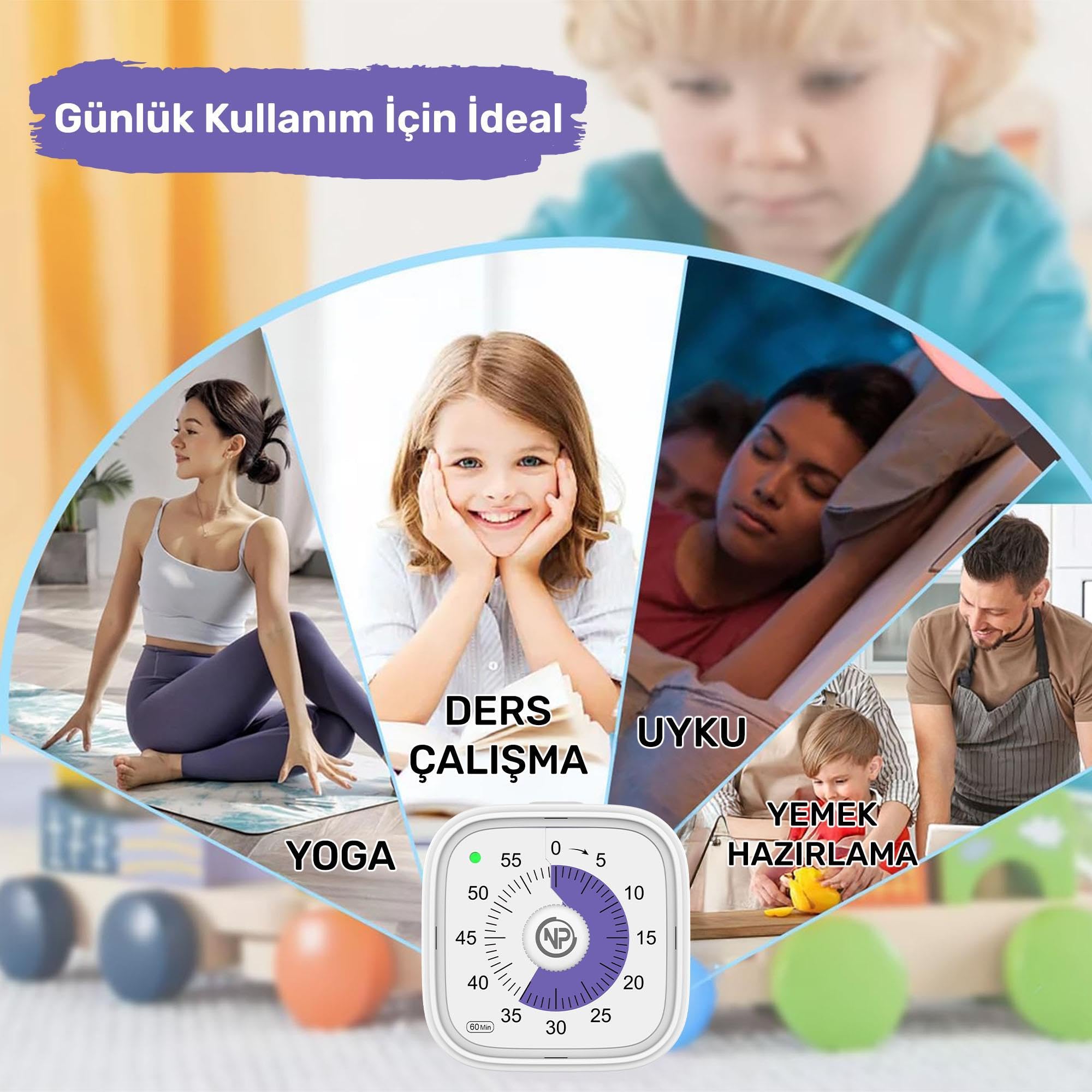 NPO NPT31B Mutfak,Ders,Yemek için 60dk Analog Alarm Zamanlayıcı,Pomodoro Öğrenci Motivasyon Saati