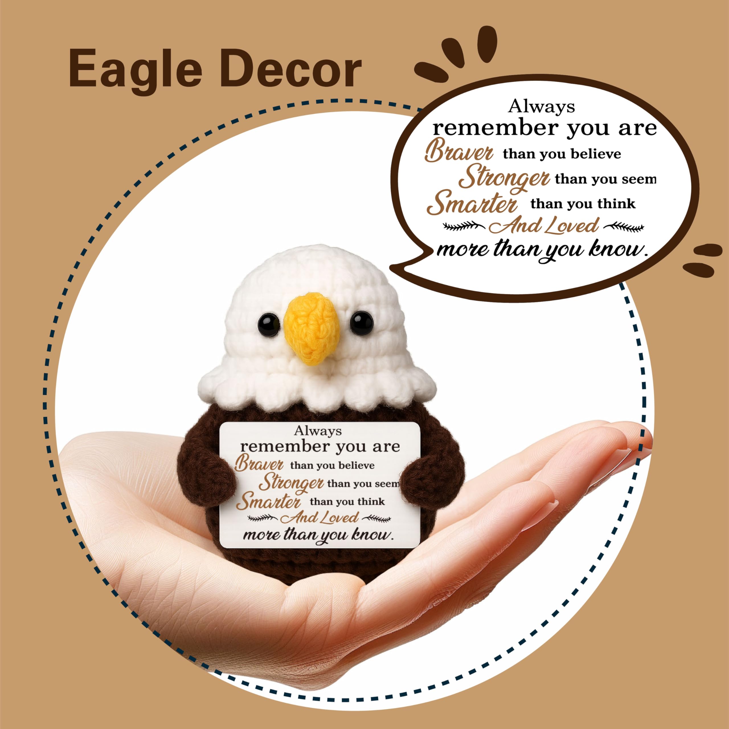 Graduation Gifts Positive Crochet Bald Eagle - Eagle Scout Gifts - Thinking of You Desk Decor
