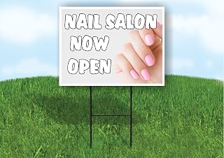 NAIL SALON NOW OPEN - Double Sided Yard Sign ROAD SIGN with Stand