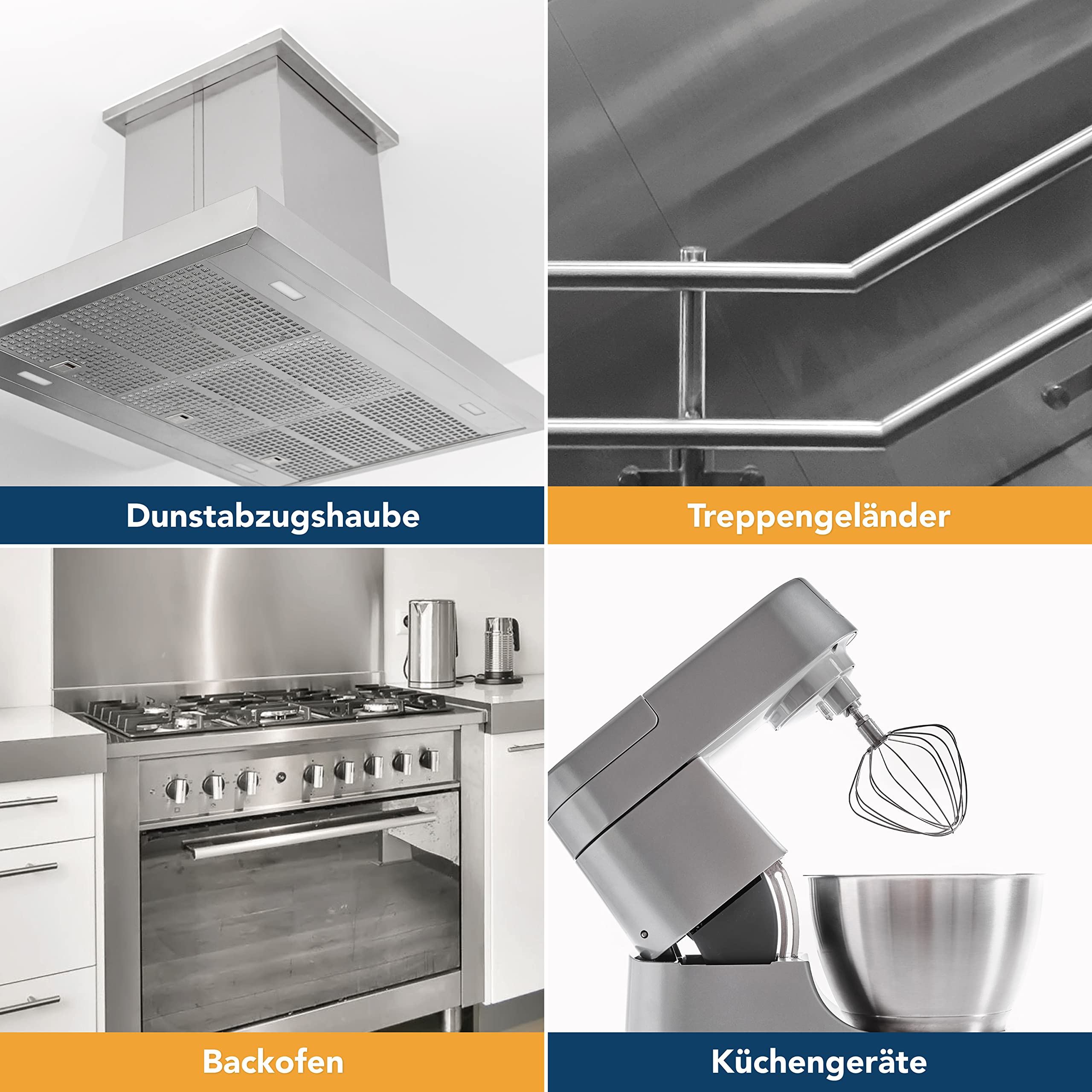Edelstahl Pflegespray 12x 400ml, streifenfreie Reinigung, Pflege & Schutz von Edelstahl, Chrome, Aluminium - für Haushalt, Gastro, Küche, Grill - Ideal gegen Fingerabdrücke & Wasserflecken