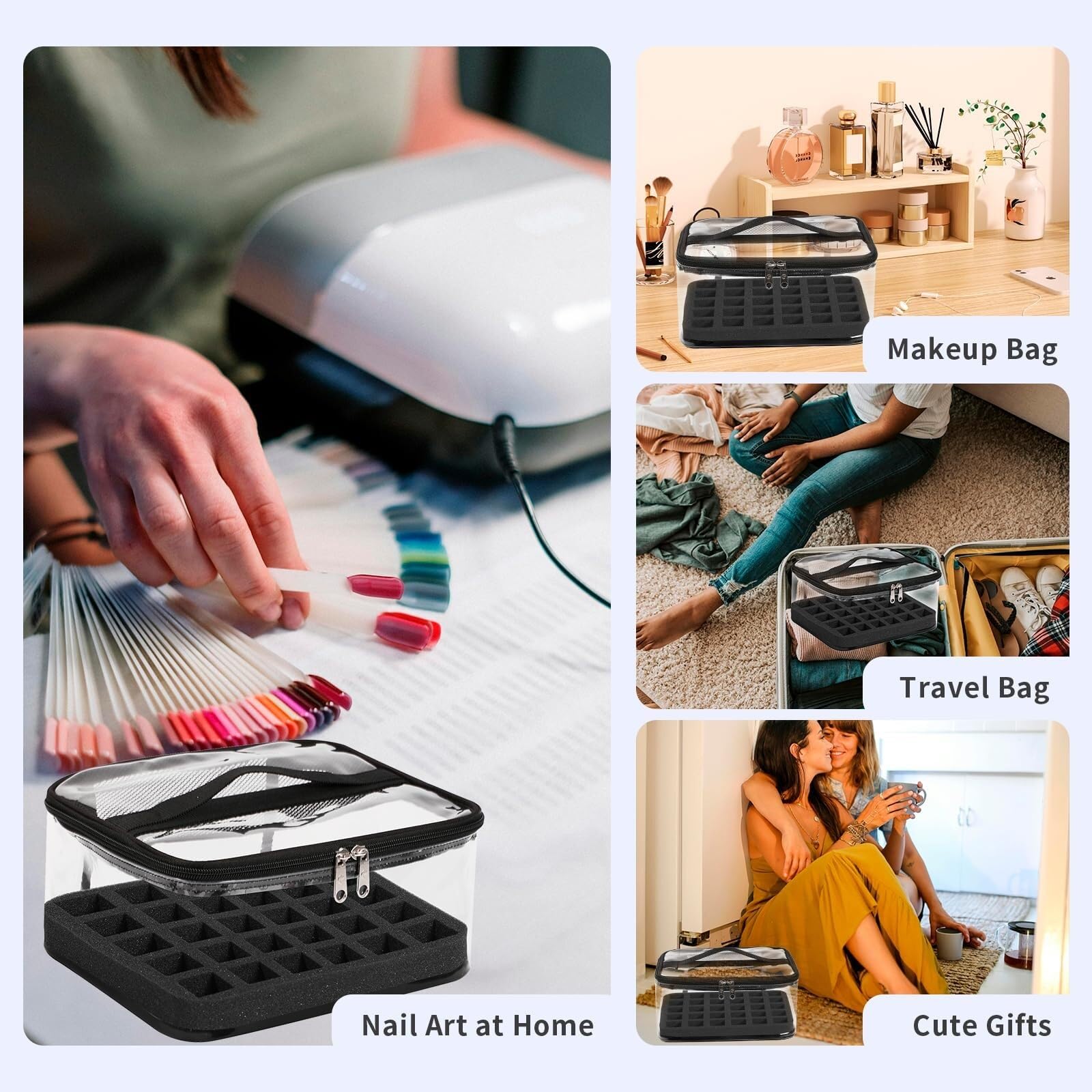 Porta Smalti Scatola Porta Smalto for Unghie, Borsa da Viaggio for Manicure E Accessori Valigetta Custodia(Black)