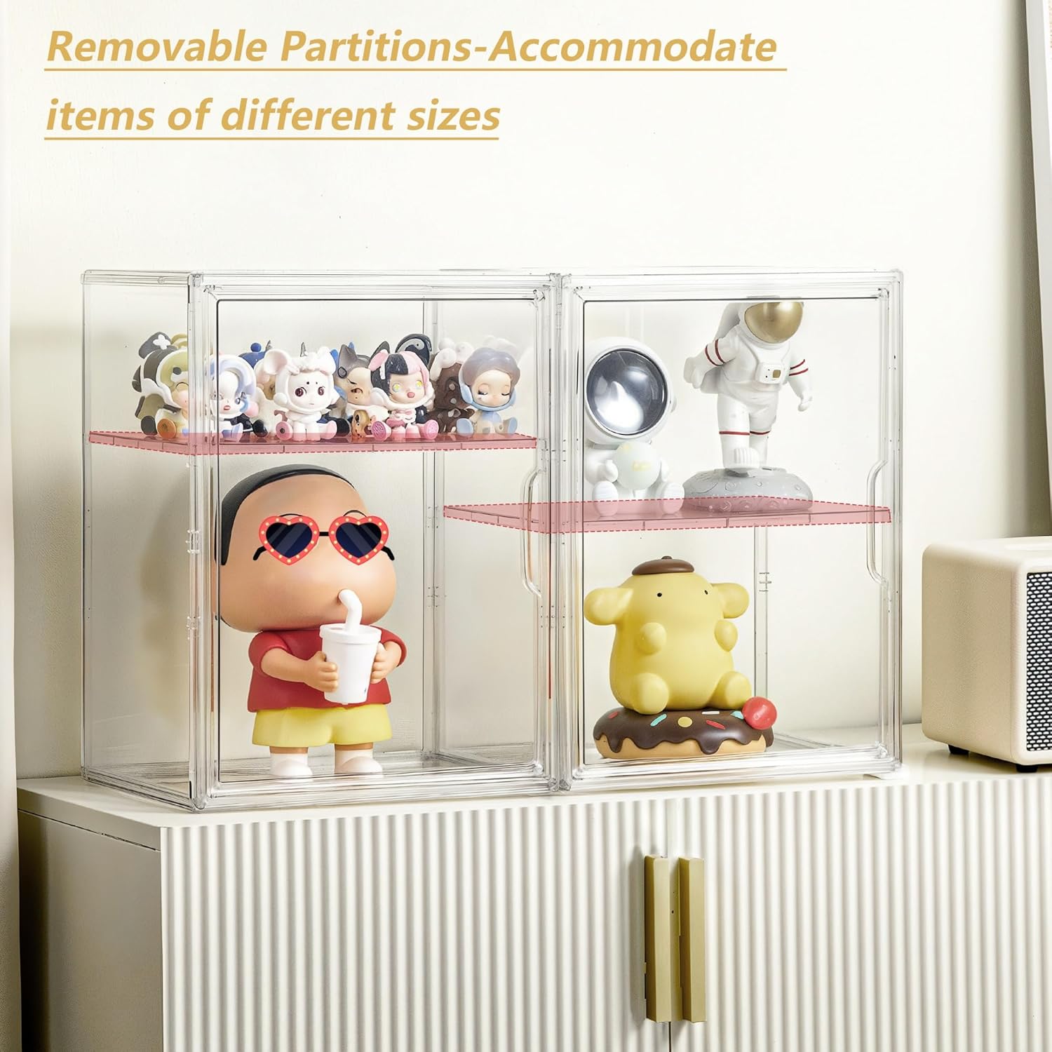 Acrylic Display Case, 2 Layer Clear Figure Display Cases for Collectibles with Magnetic Door, Acrylic Box with Movable Dividers 1 Pack - Image 2