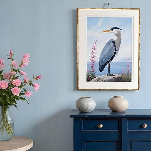 Miniatura 5 de Marco de madera maciza de bambú dorado de 6 x 14 pulgadas, ancho de moldeo de 1 pulgada, profundidad del marco interior de 0.75 pulgadas, completo