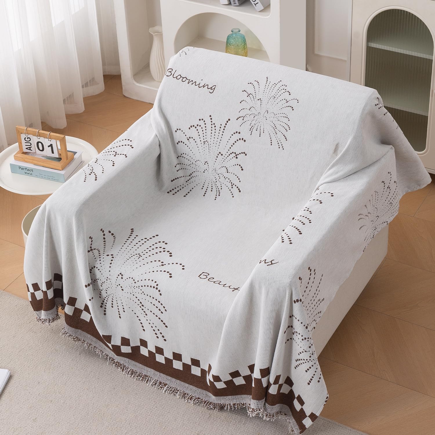 HOKIPO Chenille Sofa Cover - 3 Seater Throw -26
