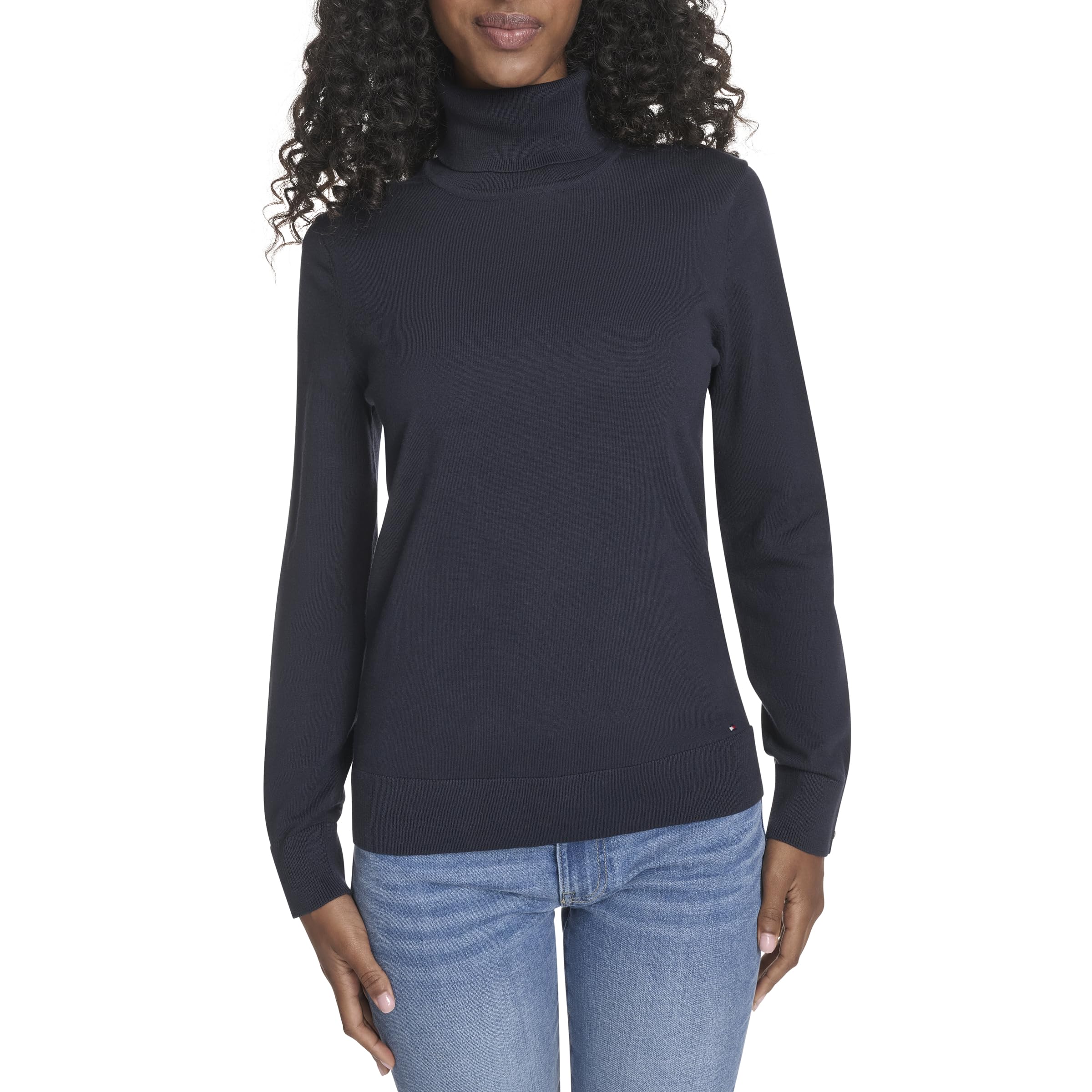 Tommy Hilfiger Women's Sky Captain Cotton Lightweight Turtleneck Sweater, Small