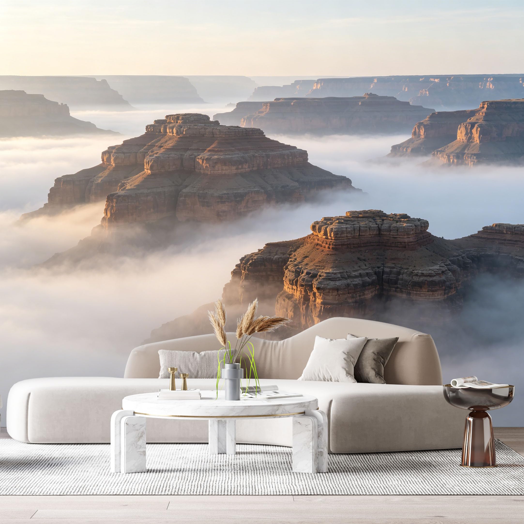 Custom Size Wall Murals Canyon Landscape Mountain Mist Sunrise Rock Formations SelfAdhesive Wall Fabric Removable Large Wallpaper for Photo Living Room
