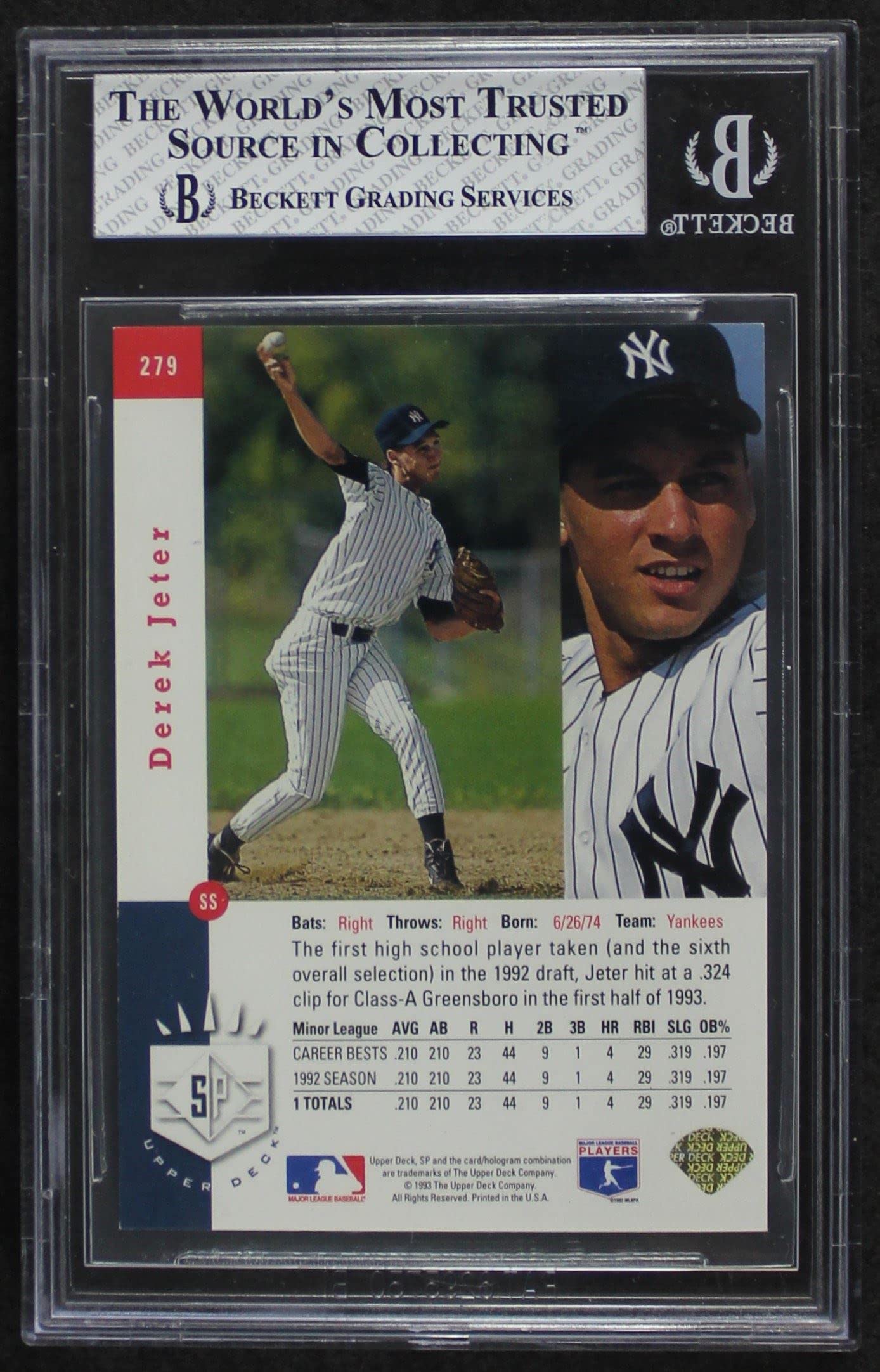 Amazon.com: 1993 Upper Deck SP Derek Jeter Rookie Card Graded 