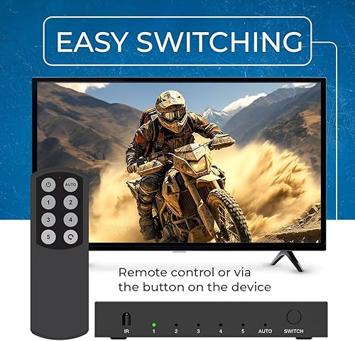 Miniatura 21 de OREI 8K 4x1 HDMI 2.1 Switch 4K @ 120hz Switcher 4 en 1 Salida, compatible con HDR, HDR10, Dolby Vision, HLG 48Gbps para Xbox Series X PS5 Roku Fire