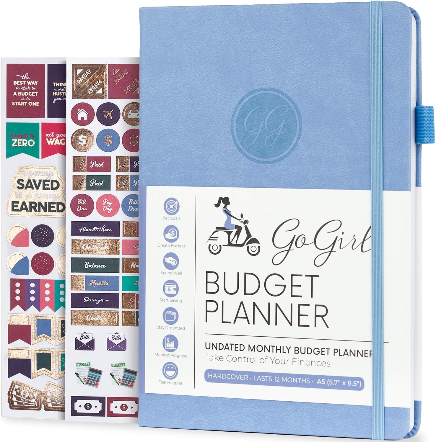 GoGirl Budget Planner – Monthly Financial Planner Organizer Budget Book. Expense Tracker Notebook Journal to Control Your Money. Undated – Start Any Time, A5 – 5.7" x 8.5", Lasts 1 Year – Light Blue : Office Products