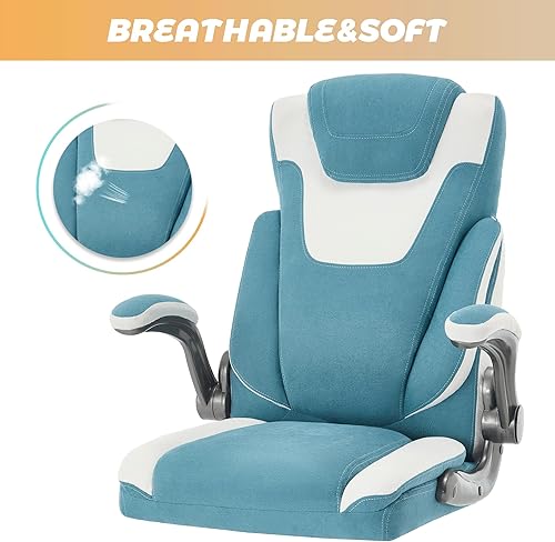 Miniatura 9 de Silla de oficina ejecutiva grande y alta, silla de escritorio resistente, asiento ancho, reposabrazos abatibles para silla de juegos de computadora,