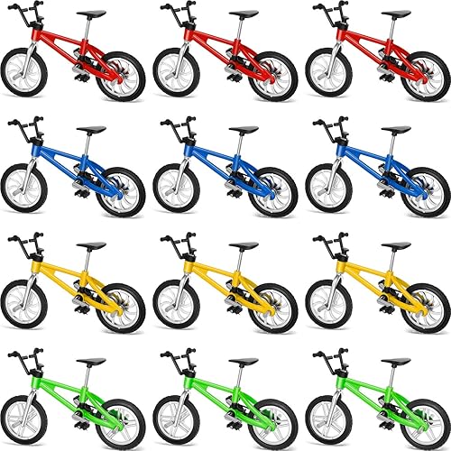 Gejoy 12 piezas de mini bicicletas de dedo, mini bicicletas BMX, juegos de fin de año, regalos para estudiantes, juguetes de bicicleta en miniatura