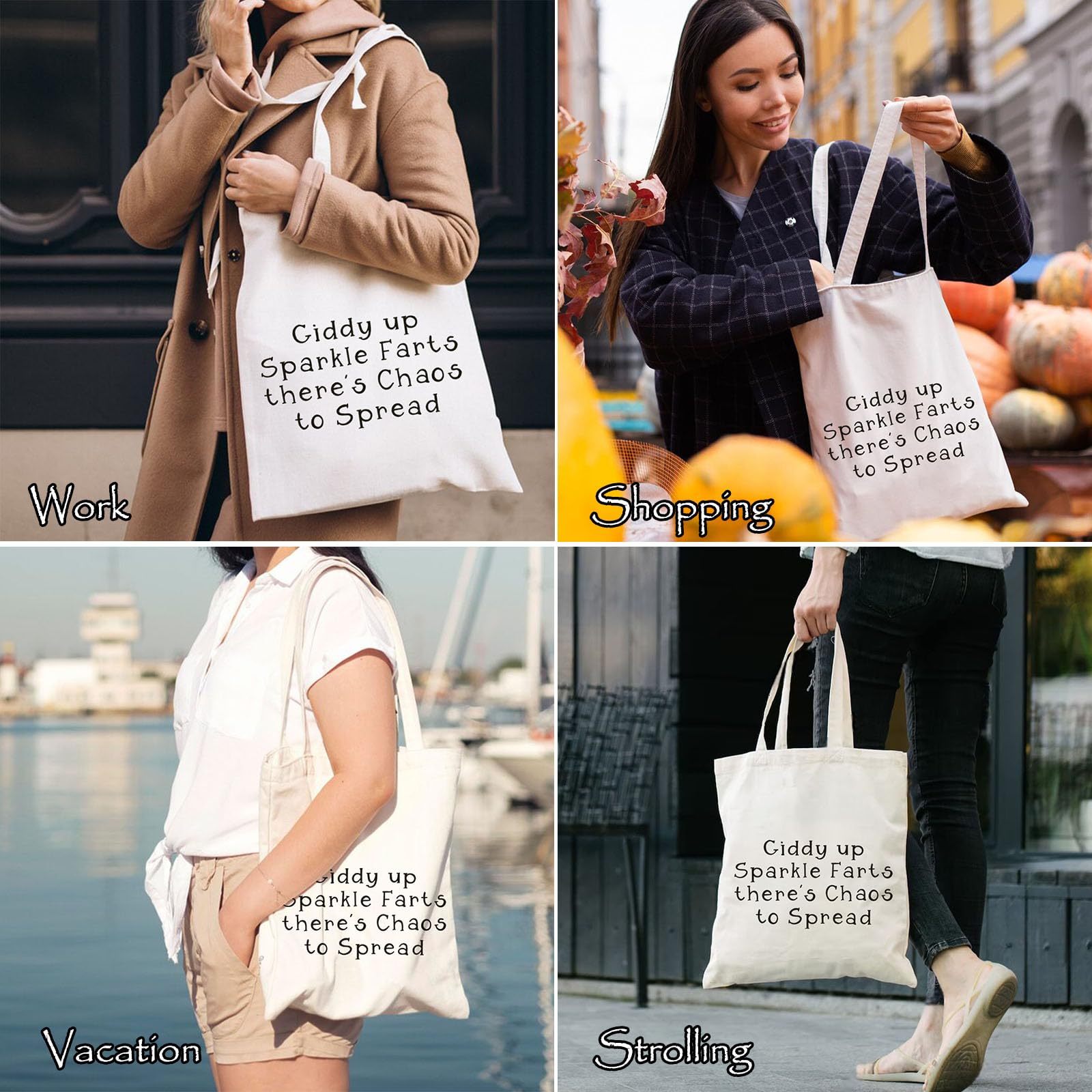 Funny Gifts for Women Cute Canvas Tote Bag Friendship Gifts for Woman Humor Gift Reusable Canvas Bag