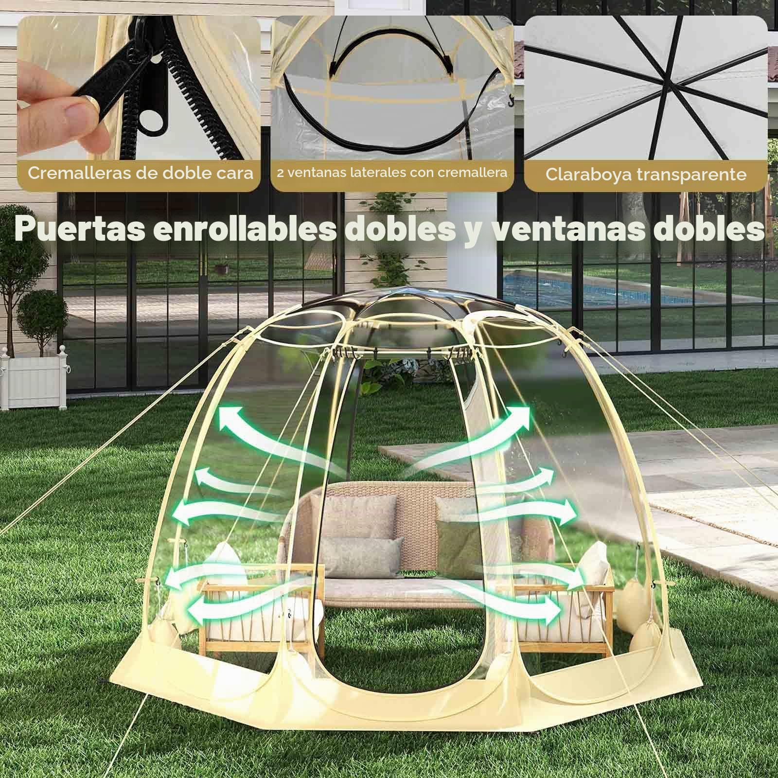 HOMASIS Tienda de campaña Transparente, Tienda instantánea desplegable para 6-10 Personas, Casa de Pantalla portátil con Bolsa de Transporte para Camping