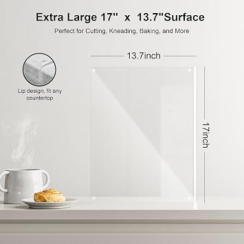 Toughened Glass Chopping Board with Lip, Heat & Scratch Resistant Non-Slip Kitchen Worktop Saver, Food-Safe, Dishwasher Safe & Easy to Clean