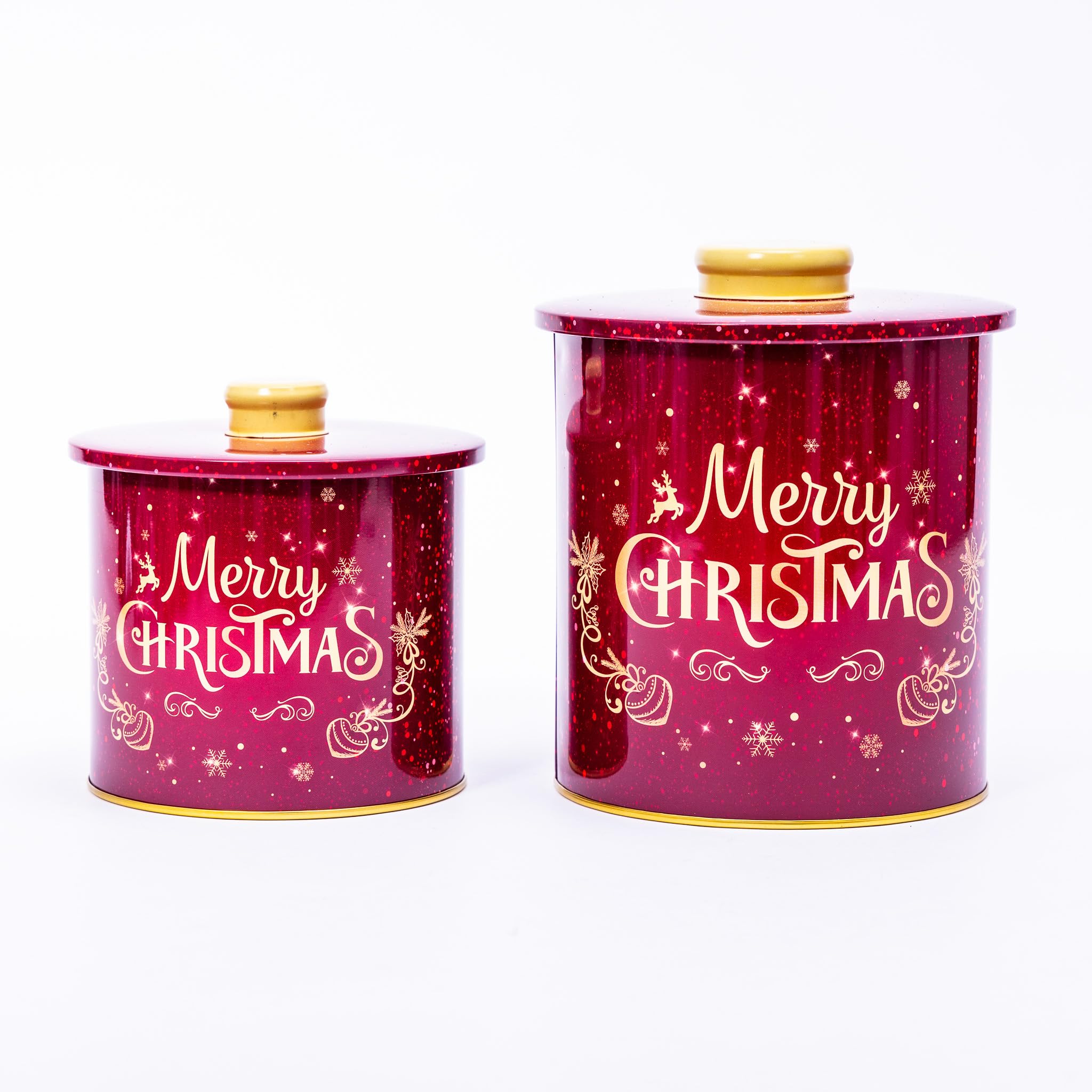 Evelay Merry Christmas 2 Christmas Tins Jars Storage Tin Container Canisters Tea Coffee Cookie Biscuit