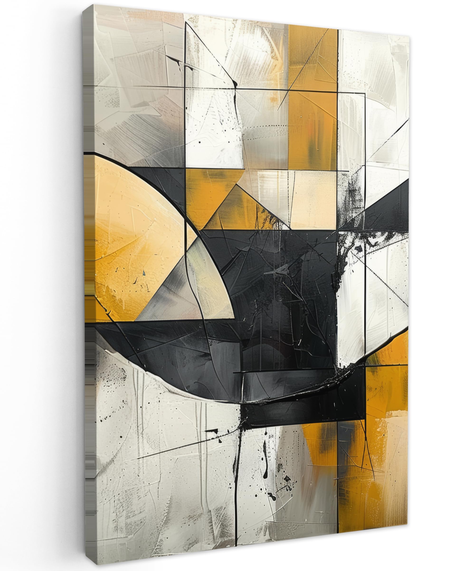 MuchoWow© Canvas Wall Art Work 16"x24" / 40x60 cm Room Decor Painting Wallfillers Picture Decoration Prints Art - Gold - Grey - Modern
