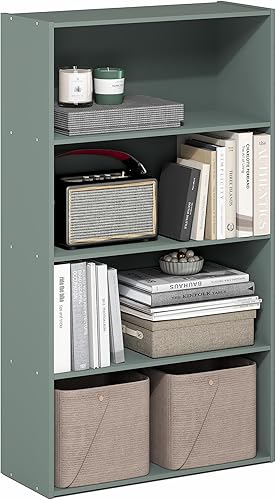 Miniatura 11 de Furinno PASIR - Estantería de libros de 4 niveles, estantería con estantes abiertos, 9.4 x 23.6 x 41.7 pulgadas, para sala de estar, dormitorio,