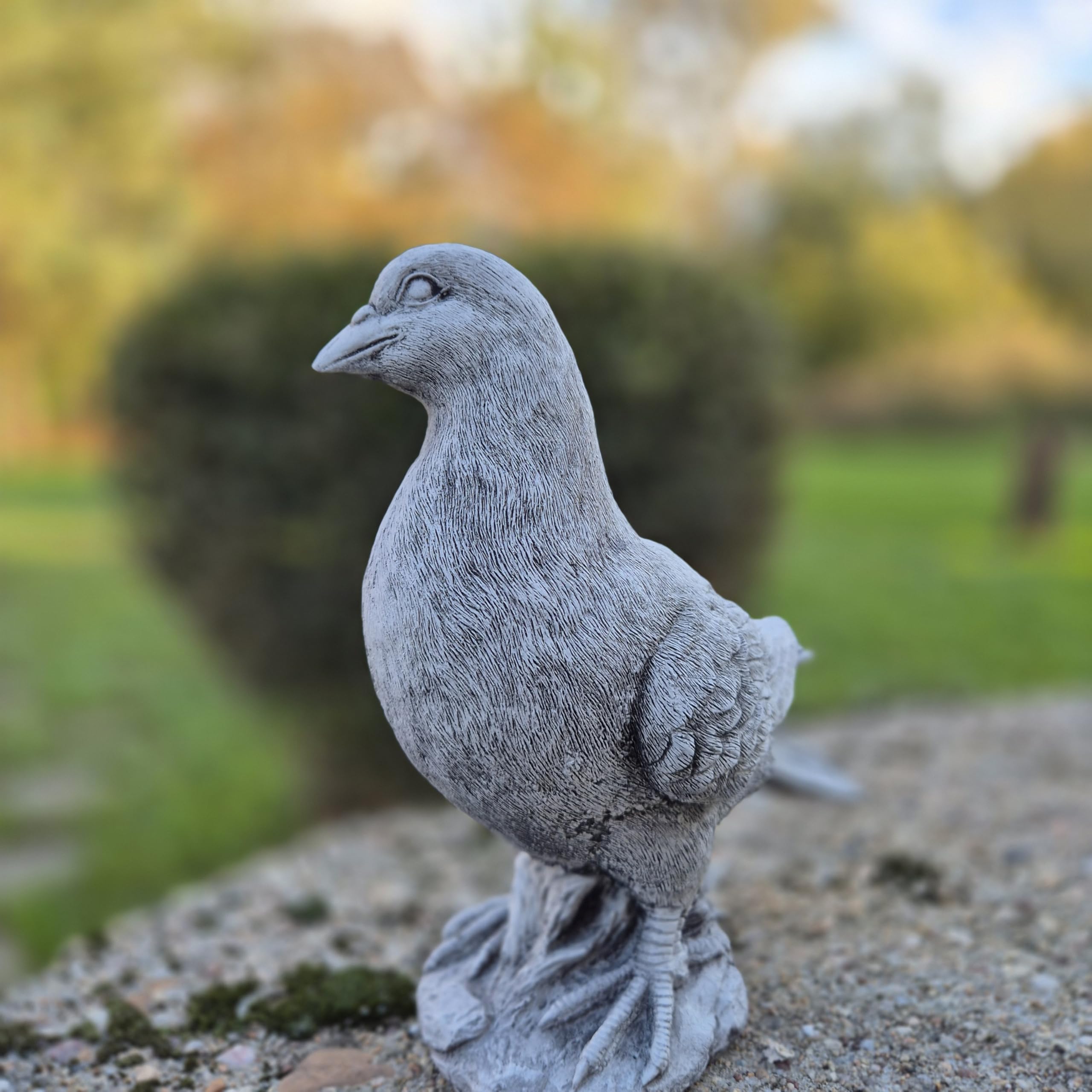 FABRIQ Handgefertigte Taubenfigur 24 cm – Schwarze wetterfeste Steinguss-Vogelskulptur – 3 kg – Handbemalt
