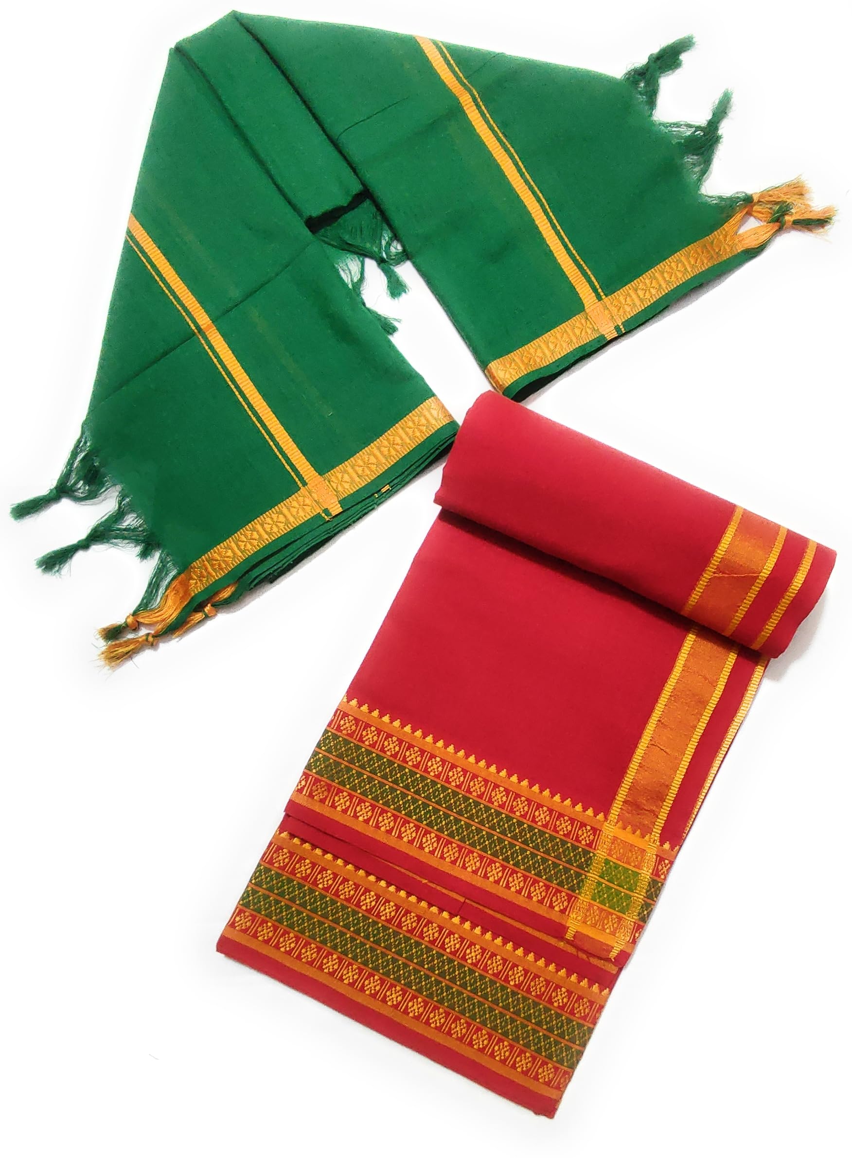 jupalaw mens cotton traditional single 2.00meters approx casual style lungi/dhoti/with angavastram (30X60) towel (BLUE) (BLUE YELLOW)-picture-56