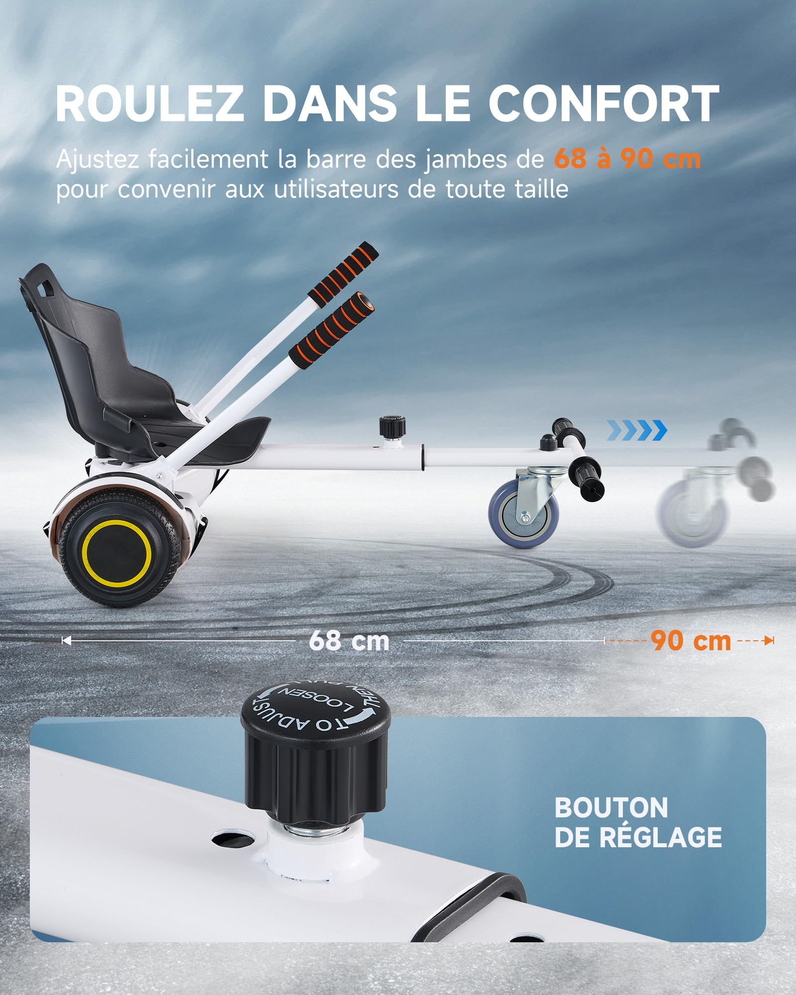 CO-Z Hoverkart pour Hoverboards Électrique, Siège de Hoverboard Réglable Noir/Blac/Bleu/Rose, Cadeau pour Enfant Adults