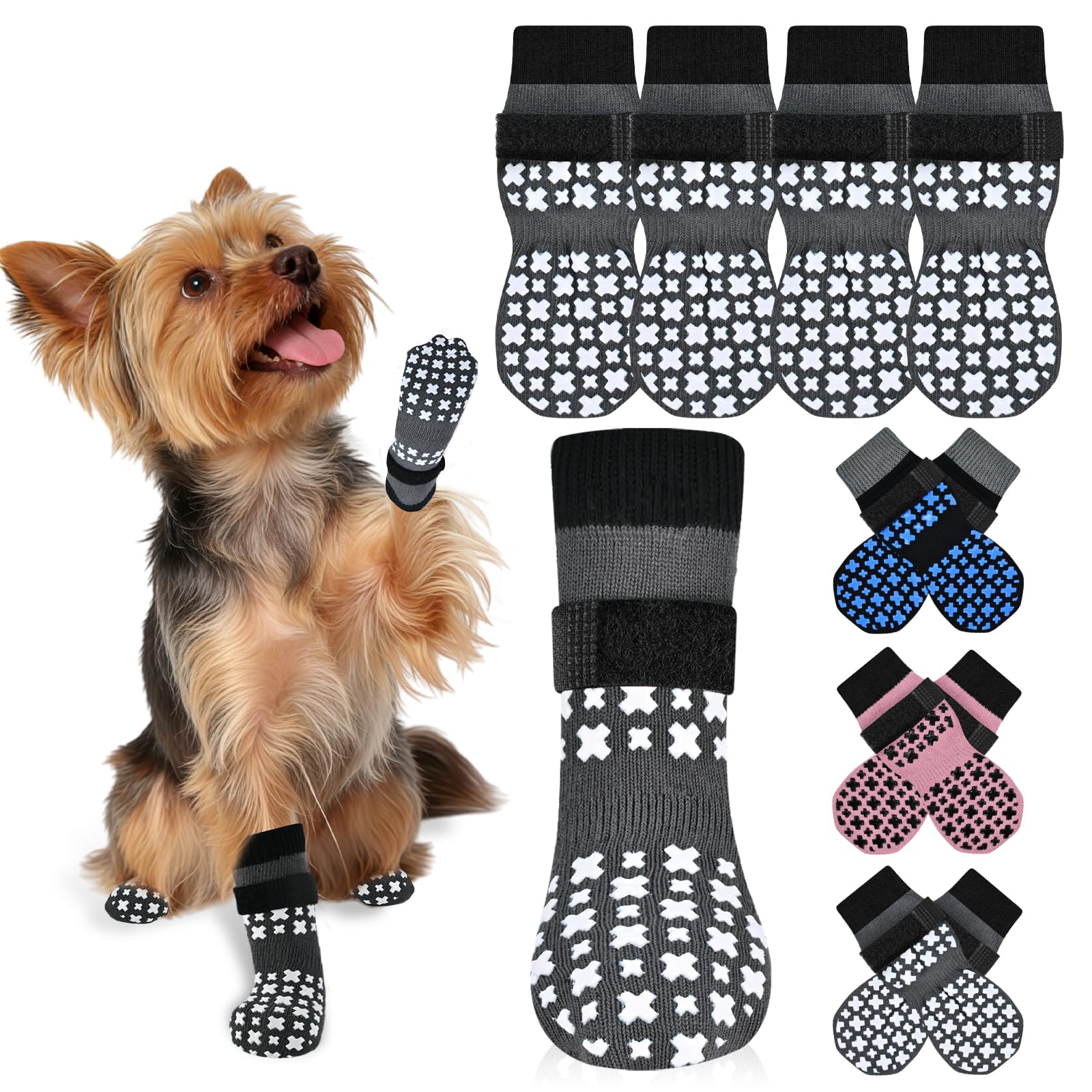 Non-Slip Dog Socks for Hardwood Floors Anti Slip Double-Sided Grippy Socks for Senior Dogs to Prevent Licking Paws, Scratching & Hot Pavement Premium Dog Paw Protector with Grippers Pink M — view 12