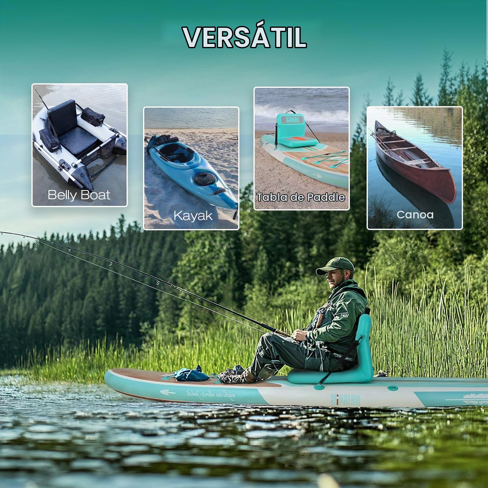 Niphean Asiento Paddle Surf Hinchable con Respaldo Ergonómico Kayak | Accesorios SUP Resistentes, Cojín de Asiento Kayak para Paddle Surf, Barco, Canoa y Uso Versátil