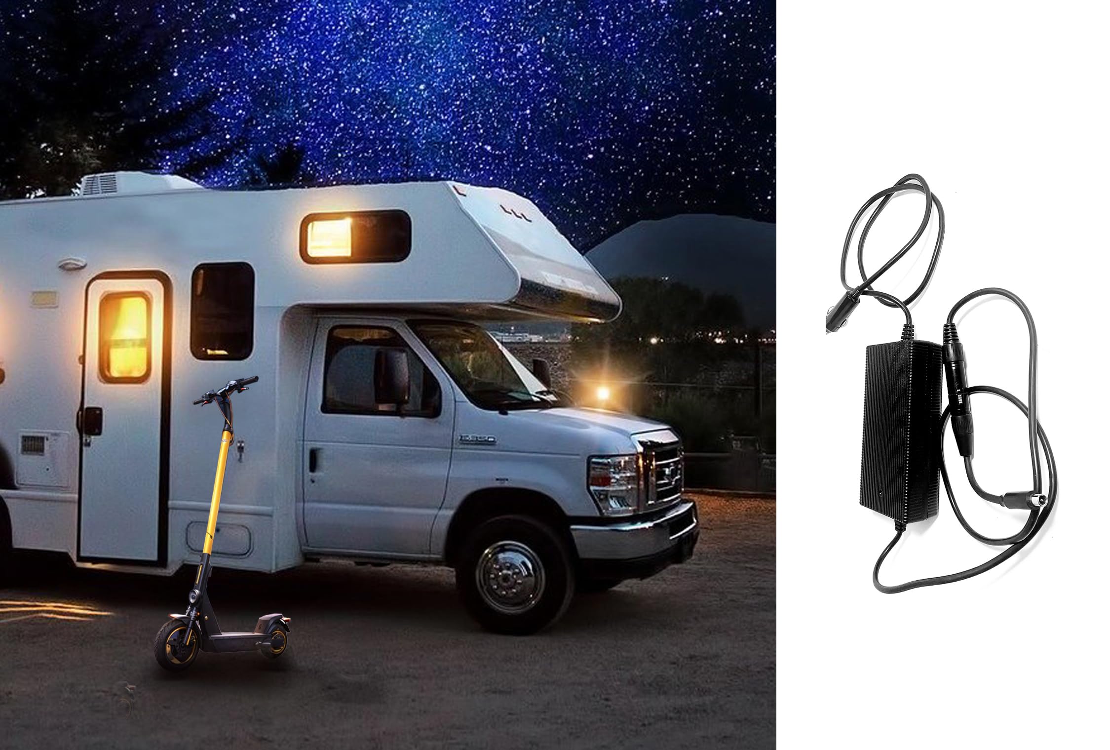 Enerpower DC-DC Chargeur de voiture, camping-car, camion, 12 V-24 V Li-Ion vers 42 V 2 A pour scooter électrique Xiaomi, Ninebot, Bird, Lime, Tier, VOI, Doc Green ESA, Odys Alpha, SoFlow, etc.
