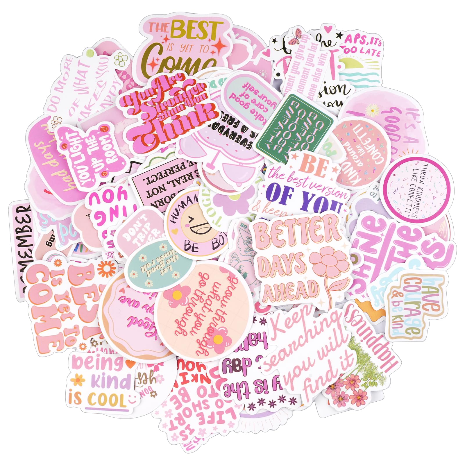 100 PCS Pink Motivational Stickers, Vinyl Positivity Scrapbook Stickers
