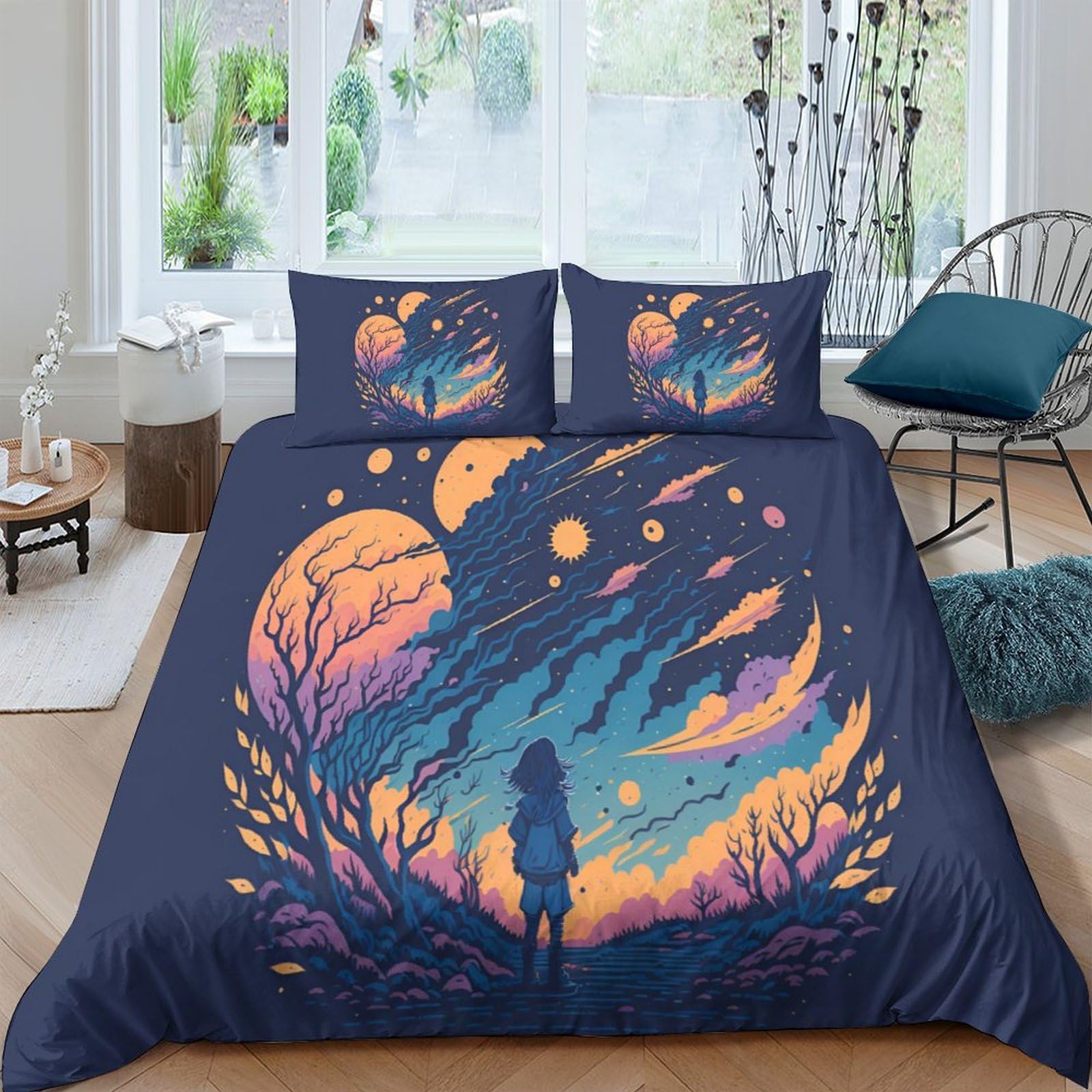 Housses de couettes animées 200x200 anti-plis en microfibre douce pour lit adulte et enfant