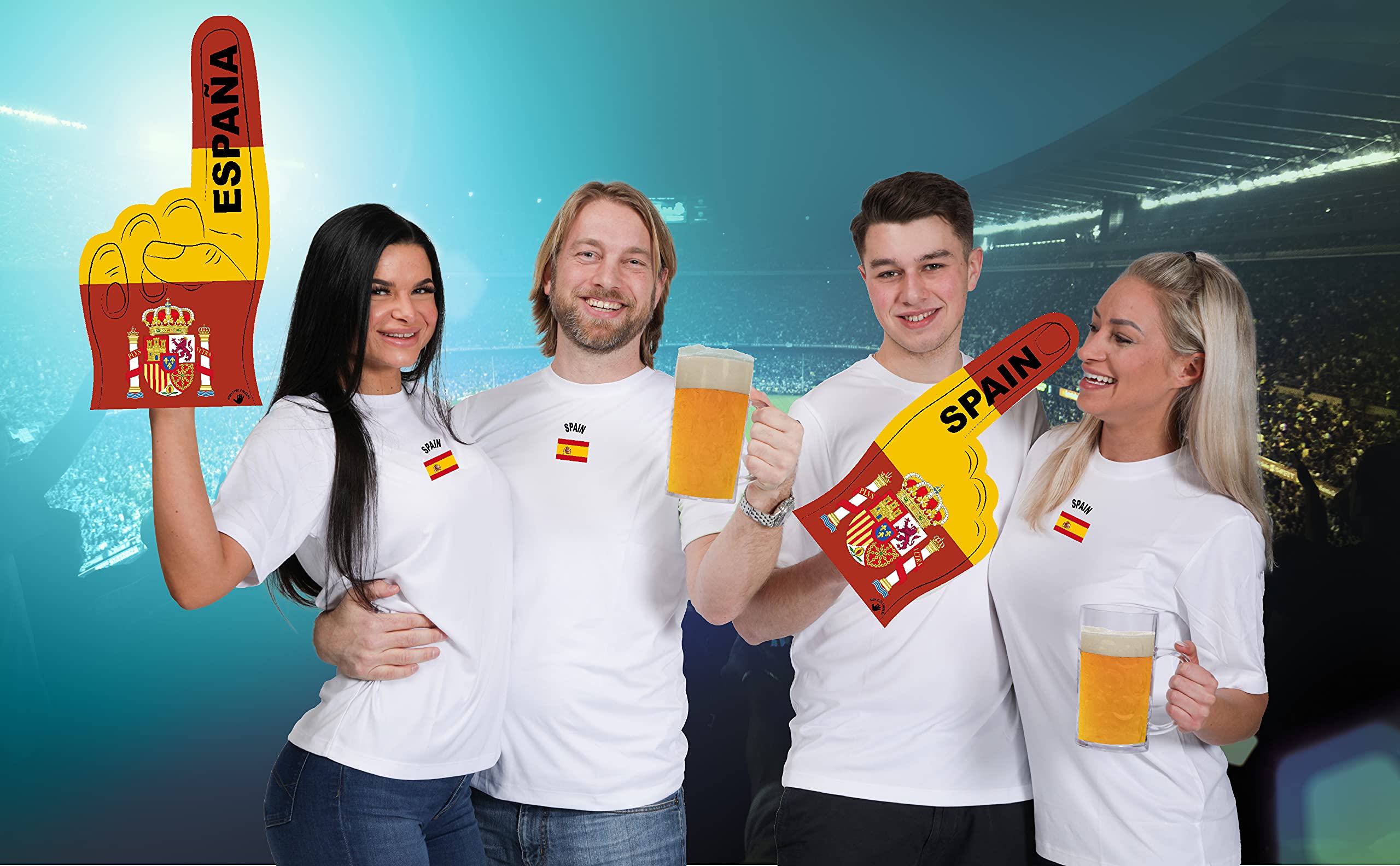 Bandera Campeonato de Europa del Mundo Olimpiadas | Mano de Espuma para Partidos, estadios y Eventos | Talla única | 44 x 22 x 2,5 cm