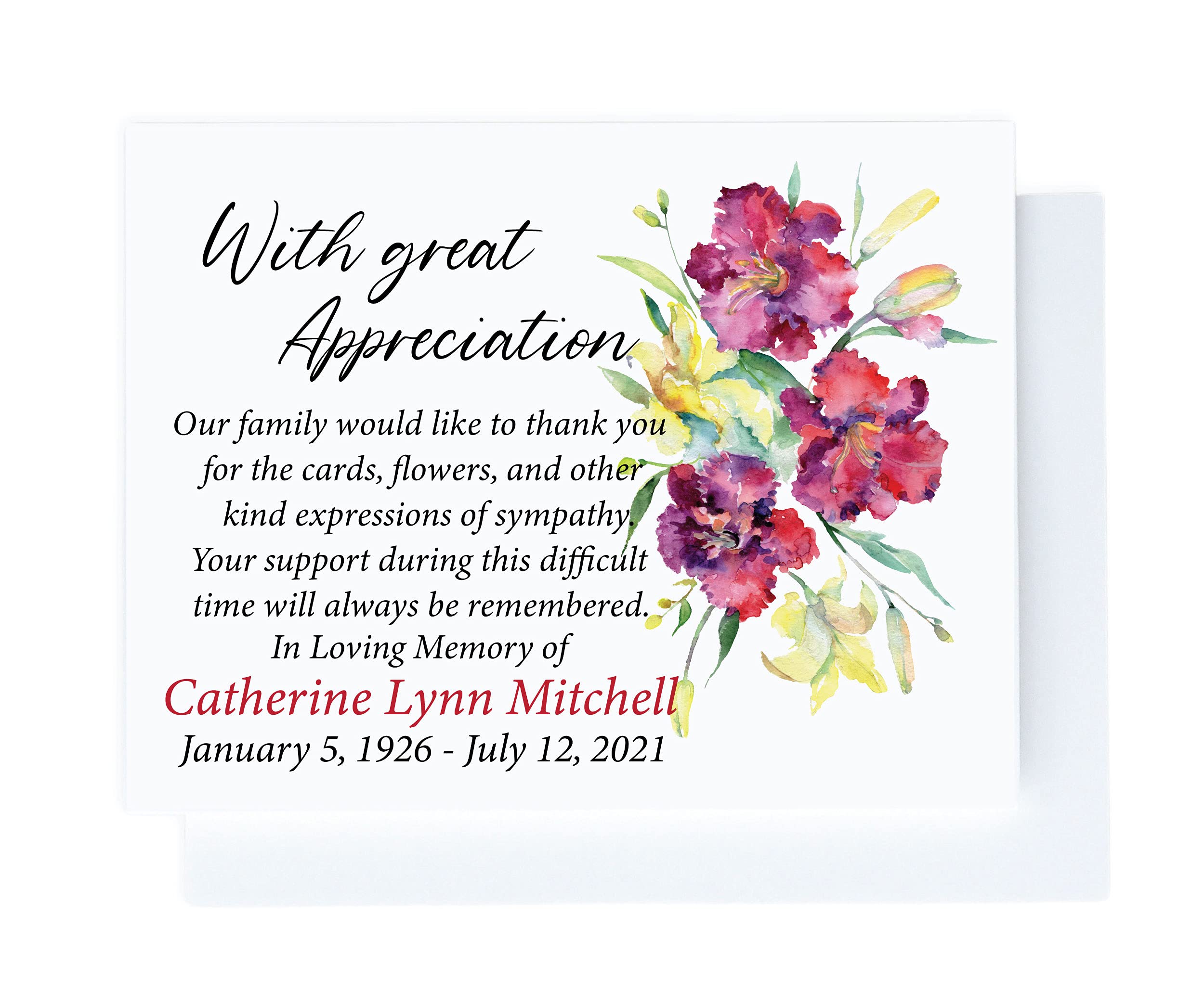 Buy Personalized Thank You Cards for After Funeral, A2 Folded Cards