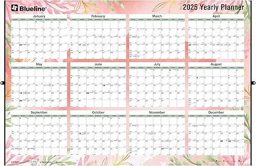 Miniatura 5 de Blueline Calendario anual de pared 2024, 12 meses, enero a diciembre, horizontalvertical, 24 x 36 pulgadas, laminadoborrable, diseño tropical