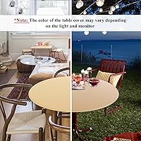 Vista 2 de Obstal Fitted Round Table Cloth, Reversible Waterproof Stain Resistant Elastic Stretch Tablecloth, Wipe Clean Table Cover for Outdoor