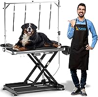 KANIS 49" Electric Dog Grooming Table - Heavy Duty Height Adjustable w/ Grooming Arm, Anti-Slip Top & Tool Organizer (Black)