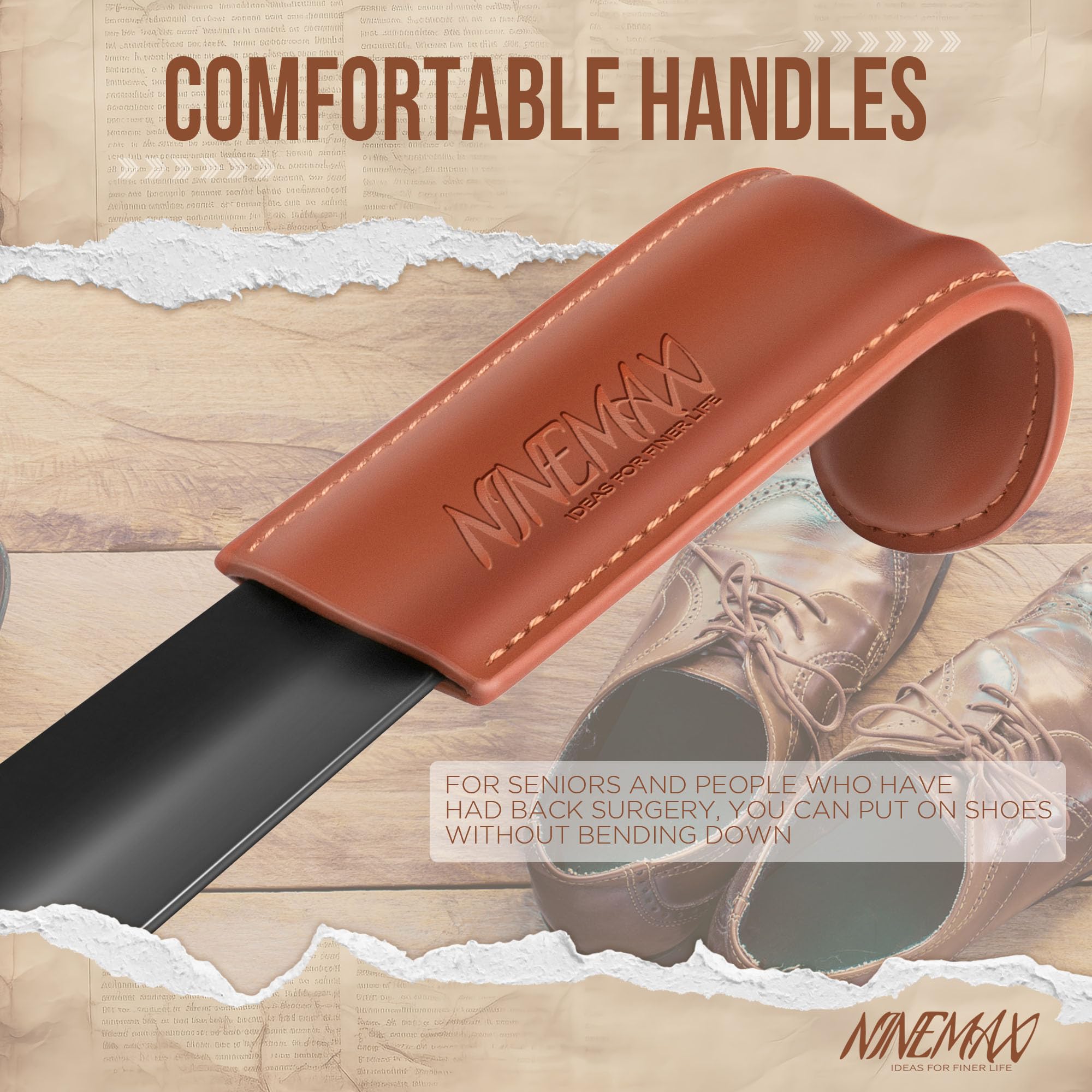 Calzascarpe Lungo NINEMAX 42cm - In Acciaio Inossidabile, Con Gancio, Per Anziani E Bambini