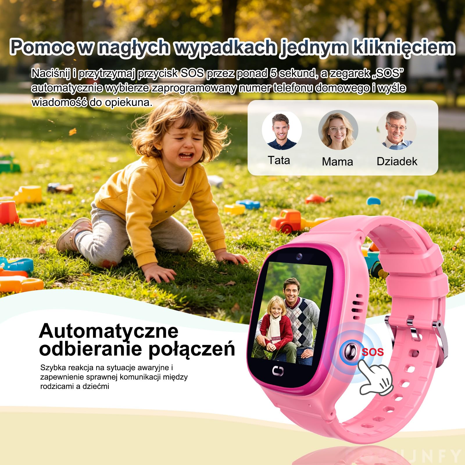 Smartwatch dla Dzieci z GPS Rozmowy Telefoniczne Czat SOS Kontakty | Budzik Gra IP68 Wodoodporny Tryb Klasowy Zegarki Cyfrowe Smartwatch Dziecięcy Chłopcy Dziewczynki Urodziny Prezenty