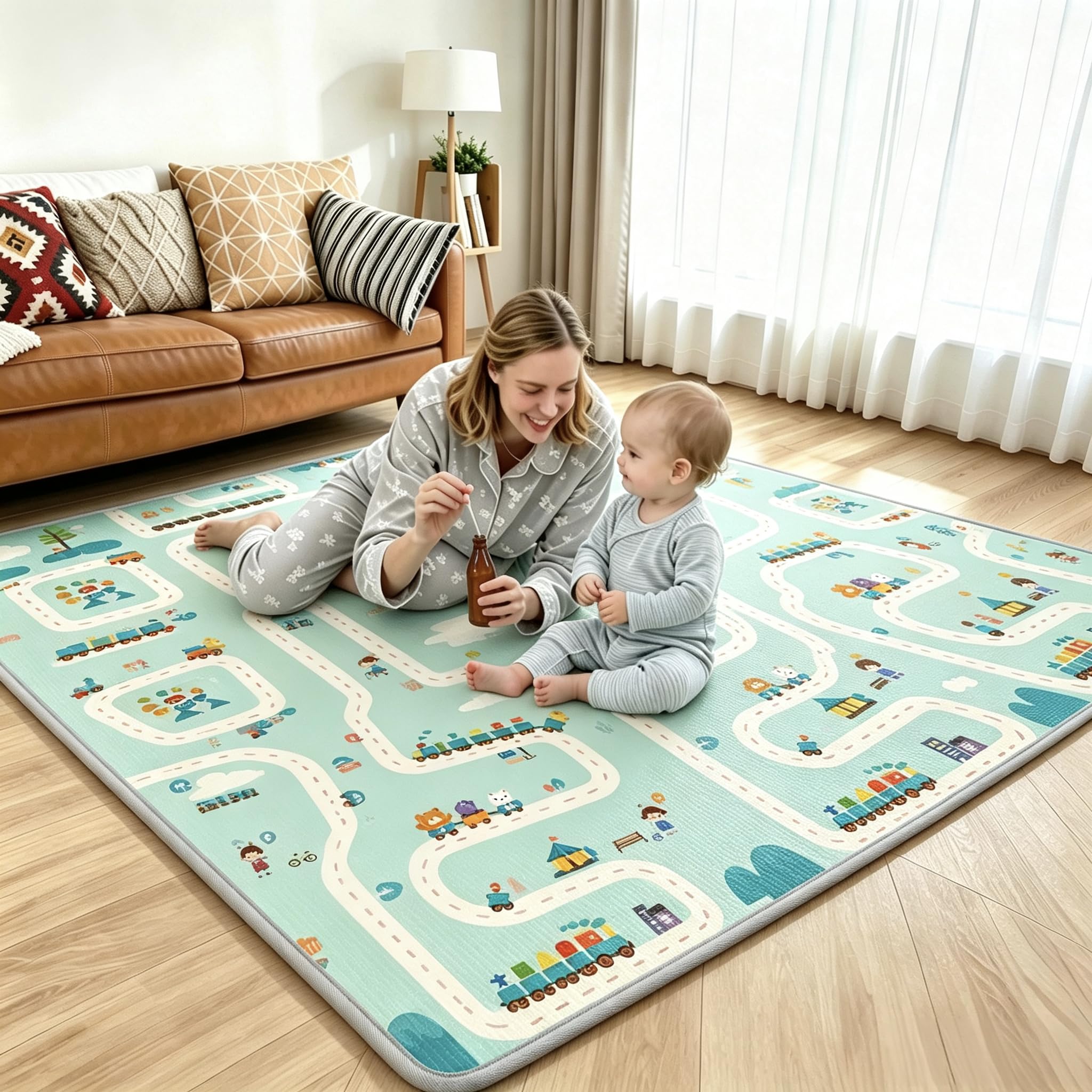 CCLIFE Krabbelmatte Baby Spielmatte Kinder Bunt 196x176x1cm