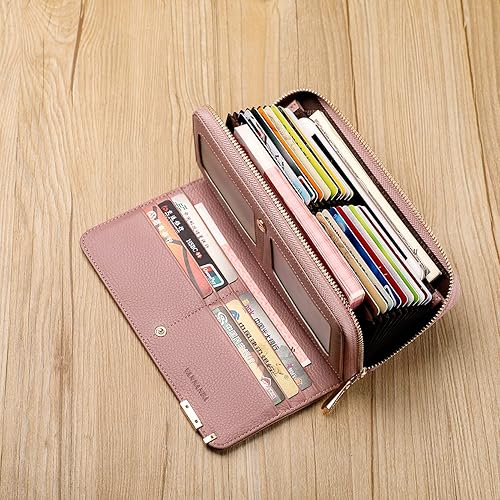 Miniatura 3 de VANNANBA Cartera larga para mujer, de piel auténtica, con cremallera, organizador de gran capacidad, cartera de acordeón