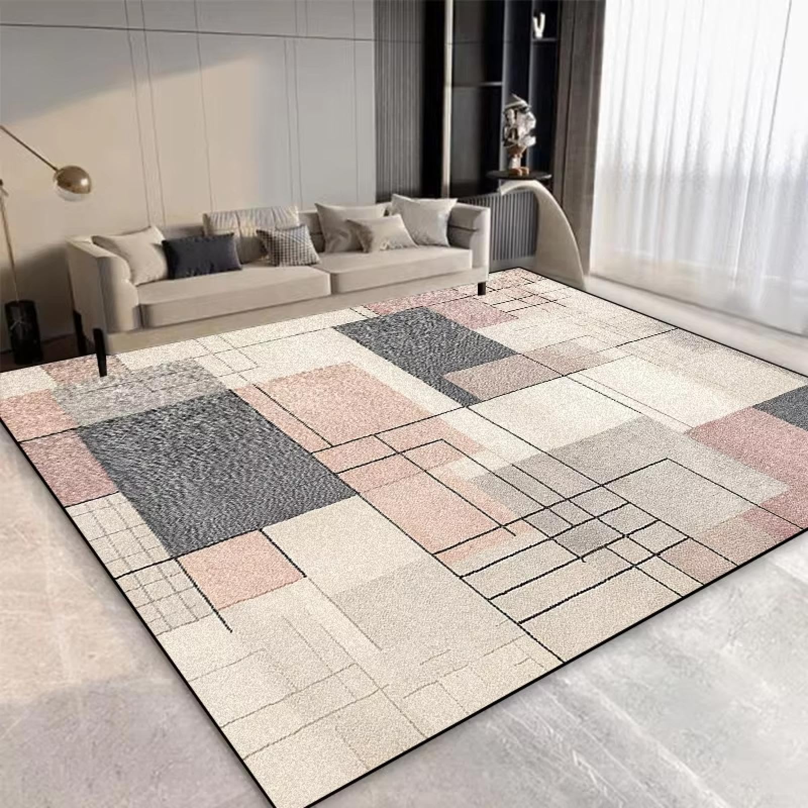 Tapis de salon abstrait nordique grand format pour sublimer votre espace table basse