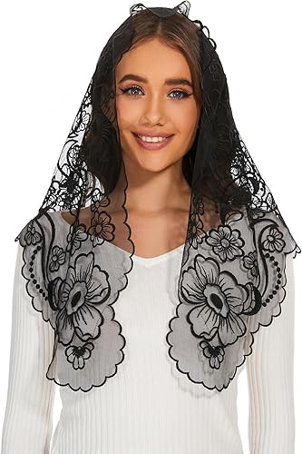 Miniatura 4 de Encaje Mantilla Capilla Católica Velo Cubierta de Cabeza para Misa Latina