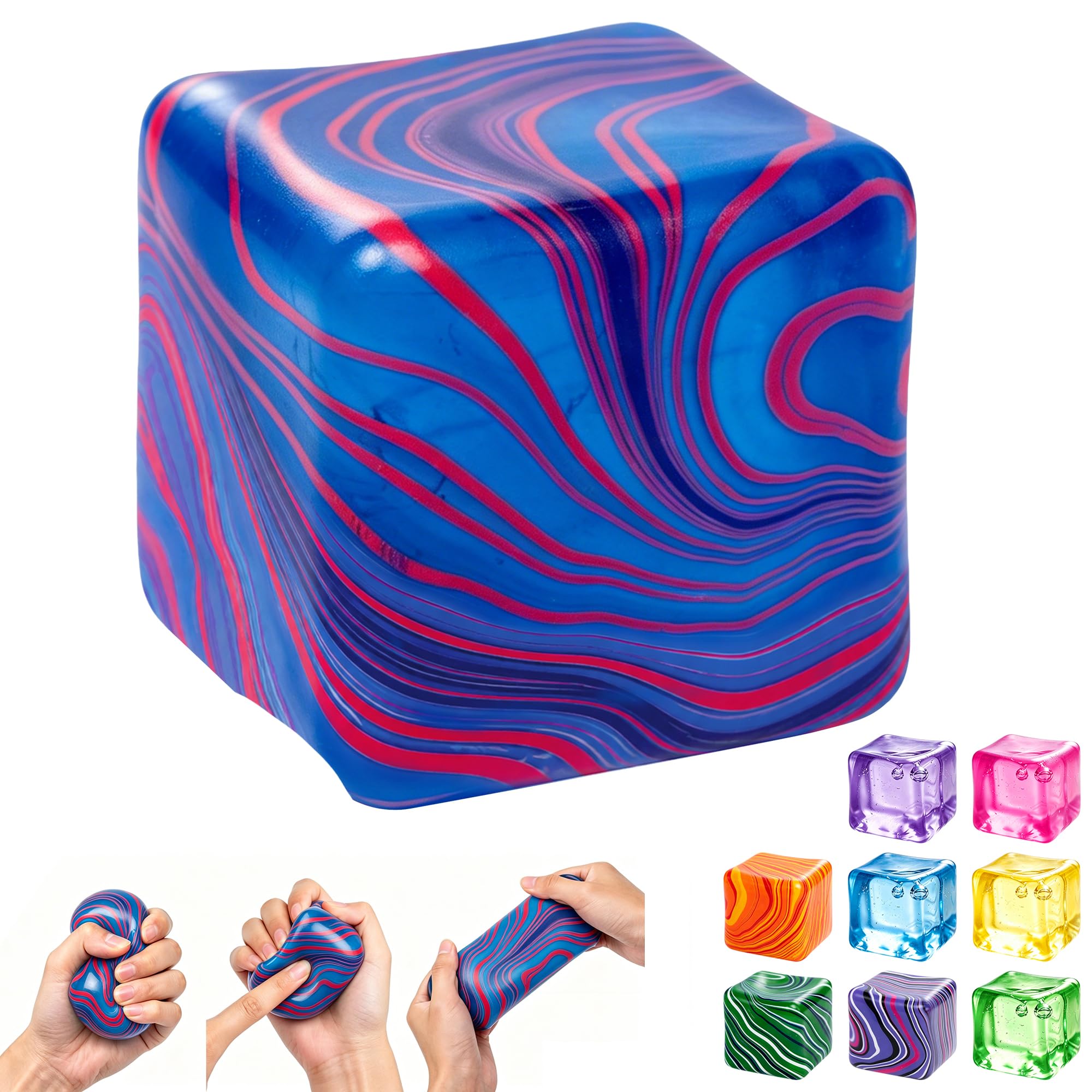 5cm Ice Cube Squishy Fidget Toys for Kids 3+ Teens & Adults, Soft Squeeze Sensory Toys for Stress & Anxiety Relief, Squishy Toy Classroom Prizes Party Favors to Help with Focus and Calm — image 1