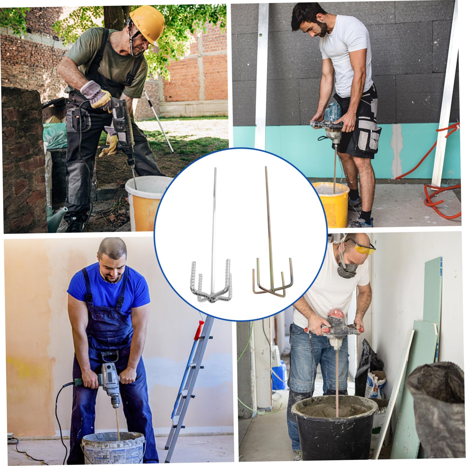 Mipcase Varilla Mezcladora Hexagonal Acero Resistente Para Taladro Eléctrico, Accesorio Para Mezclar Cemento Pintura Yeso, Uso Profesional Construcción, Aplicación Rápida