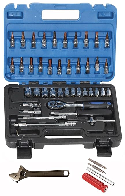 Digital Craft Hand Tool Kit Car Ratchet Wrench Assembly Tool Household Repair Tools Automotive Set 46PC Socket Set,4 In 1 Screw Driver,10