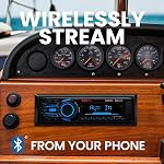 BOSS Audio Systems MR1308UABK Single Din, Bluetooth, MP3 WMA USB SD AM FM Weather-Proof Marine Stereo, - - no CD DVD, Detachable Front Panel, Wireless Remote , Black , 8.75" x 3.83" x 8.25"