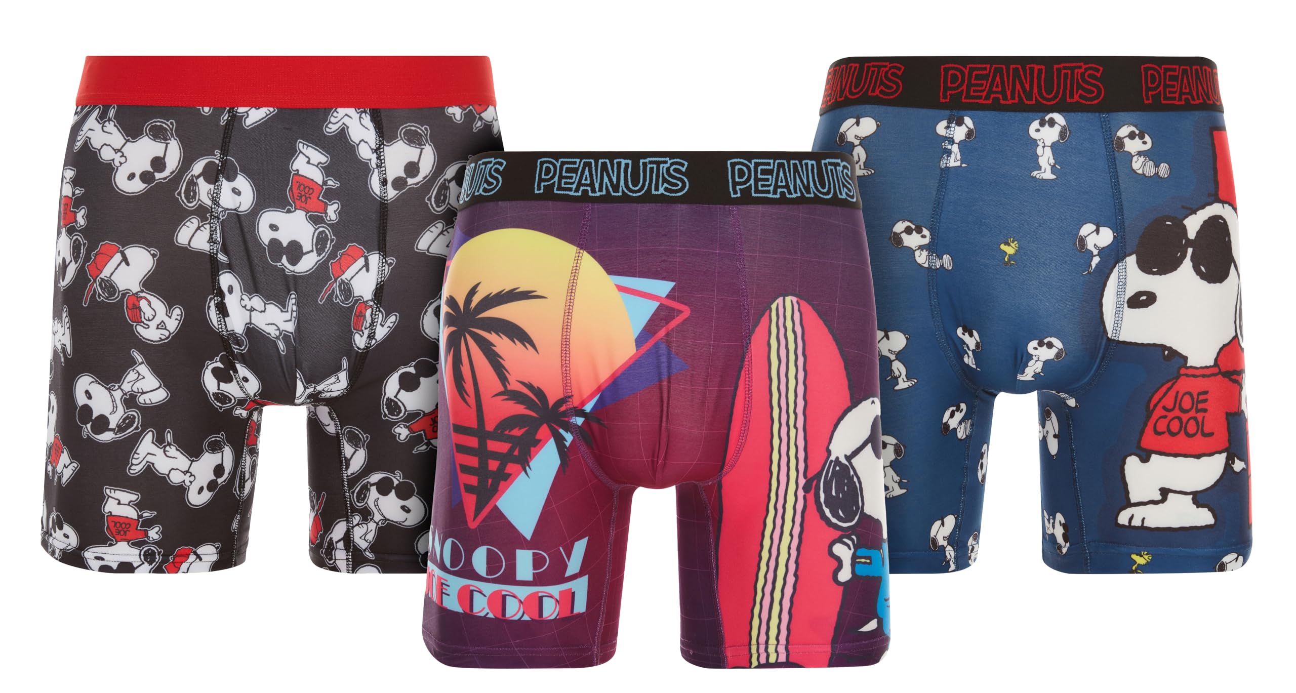 COCO BRANDS Mens Boxer Briefs - 1 Pack 2 Pack 3 Pack Peanuts Snoopy Lightweight Soft Stretch Fit