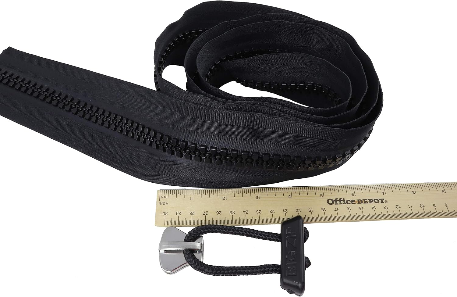 EZ-Xtend Lenzip Big Zip #15 Super Huge Heavy Duty Plastic Zipper w/Pull - Corrosion Resistant UV Stabilized w/Stainless Steel Slider - Zippers for Sewing - Industrial Zipper (10 Feet, Black)